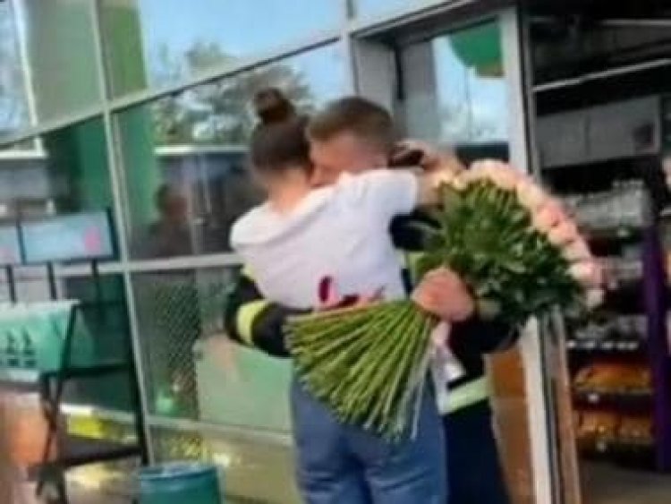 Watch: Ukrainian emergency rescuer proposes to girlfriend amid emergency sirens