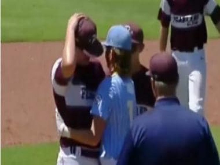 Baseball player consoles pitcher who hit ball on his head, internet overwhelmed by emotional moment