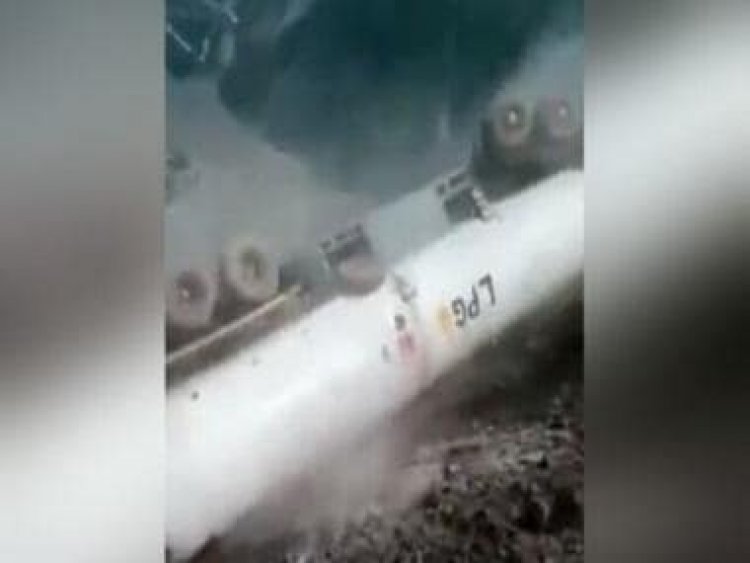Watch: Truck carrying LPG container falls into deep valley in PoK