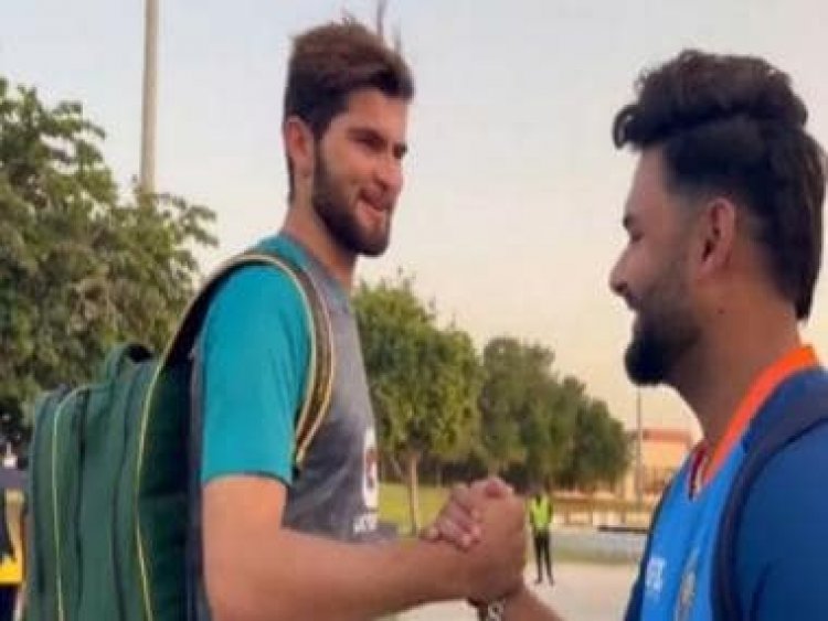Watch: India meet their Pakistan counterparts including injured Shaheen Afridi