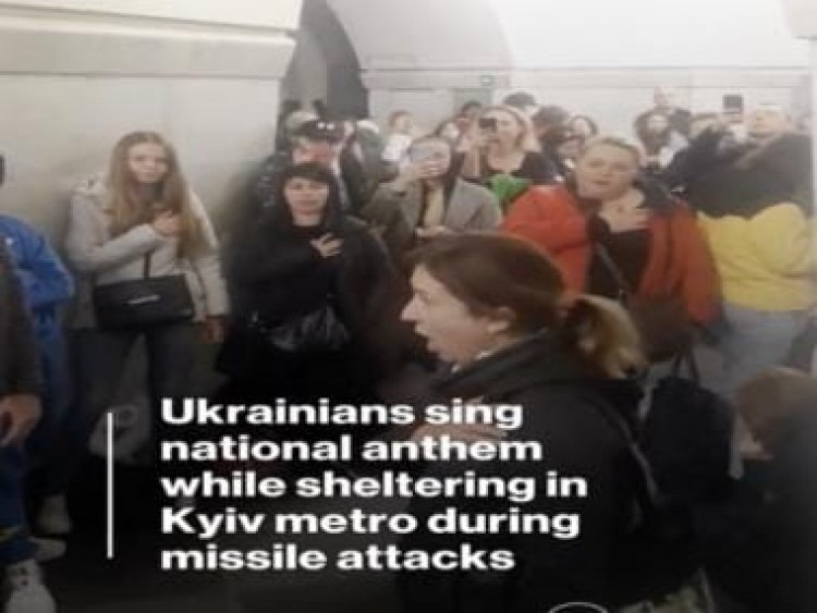Viral video: Ukrainians sing national anthem while taking shelter amid Russian missile strikes