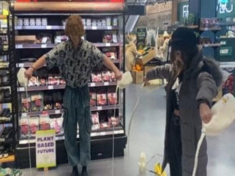 Anti-dairy activists vandalise milk aisle in a store even as kids going hungry in UK. What is this Vegan protest?