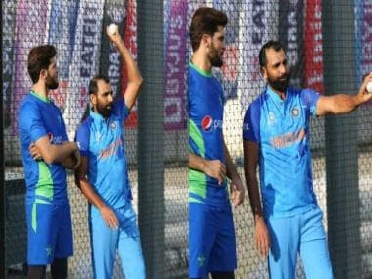 T20 World Cup: Mohammed Shami gives bowling tips to Shaheen Afridi ahead of India vs Pakistan clash, see viral pics