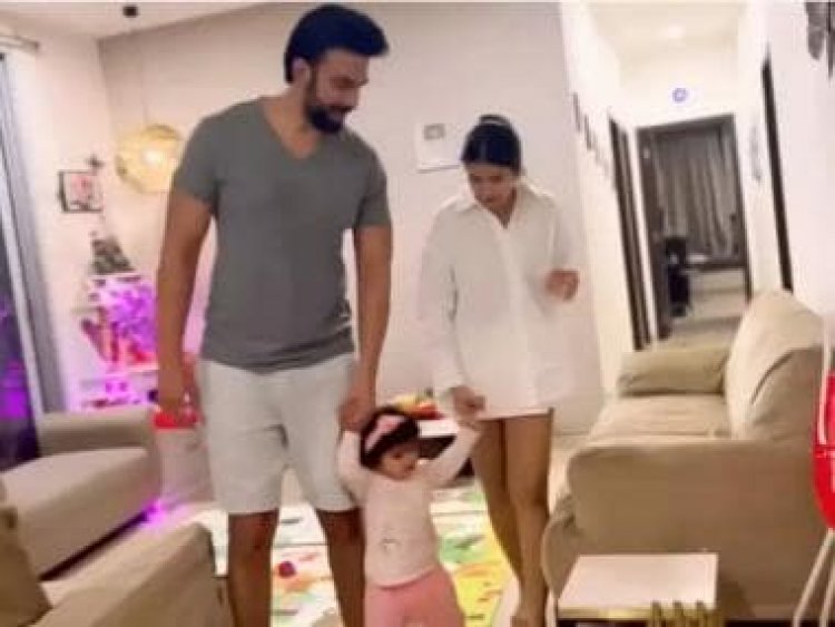 Charu Asopa visits Rajeev Sen's home, daughter Ziana holds both their hands