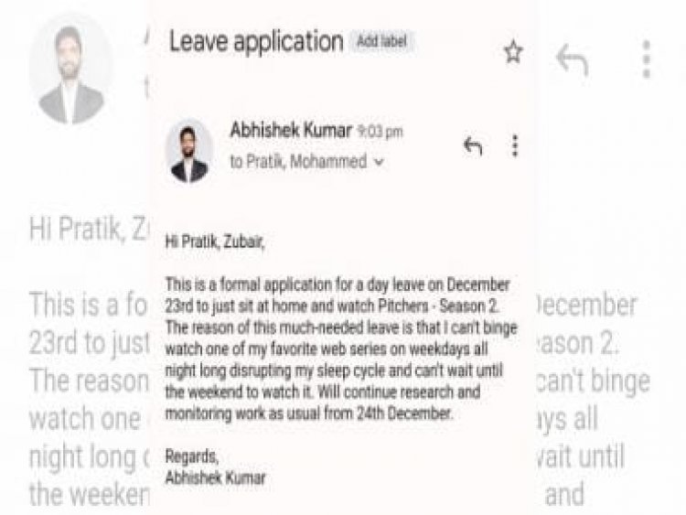 Man formally asking for leave to binge-watch web series demands to 'normalise leave'; see post