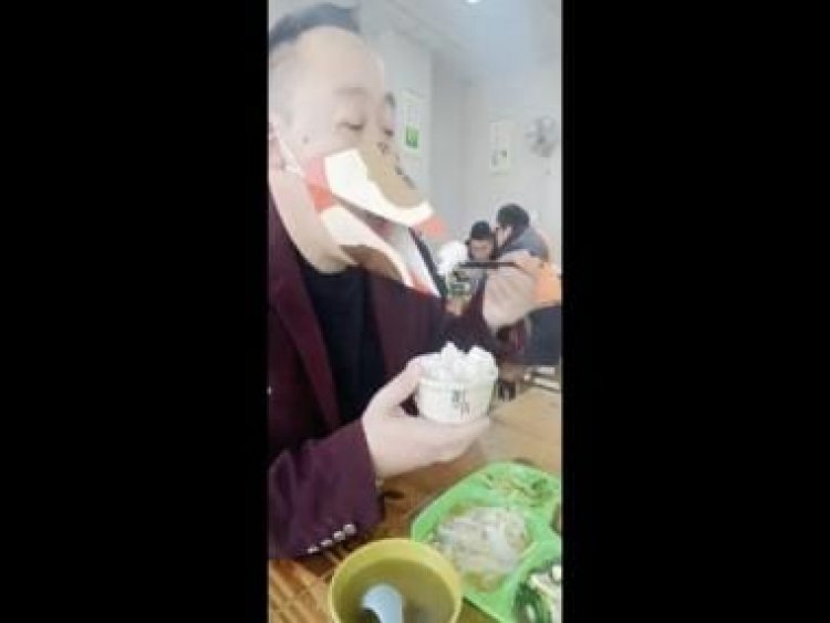 Viral video: Man makes funny mask with 'food packet' amid COVID spike; internet in splits