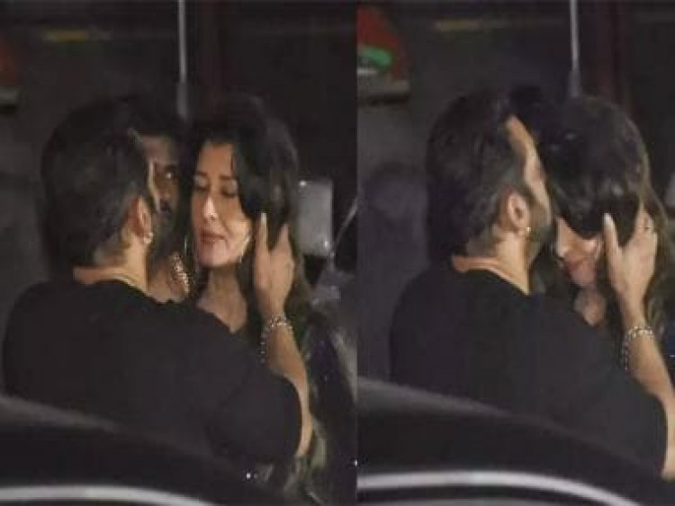 Salman Khan kisses ex-girlfriend Sangeeta Bijlani on forehead as they hug each other at actor's 57th birthday bash