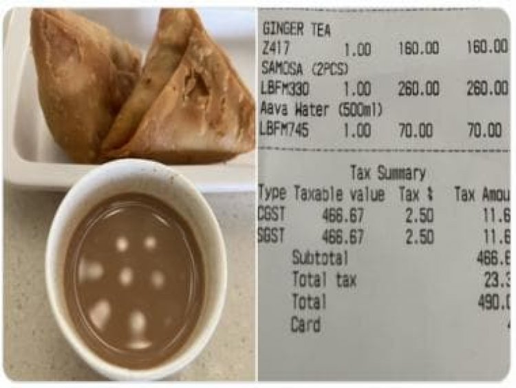 Woman pays Rs 490 for tea, two samosas, a bottle of water; shares 'shocking' bill