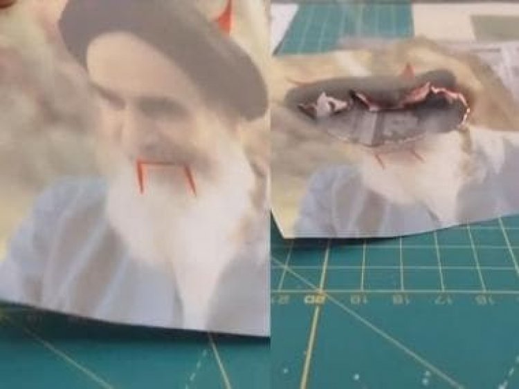 WATCH: Khamenei pics on Iran school textbooks given horns, fangs of Devil, then torched