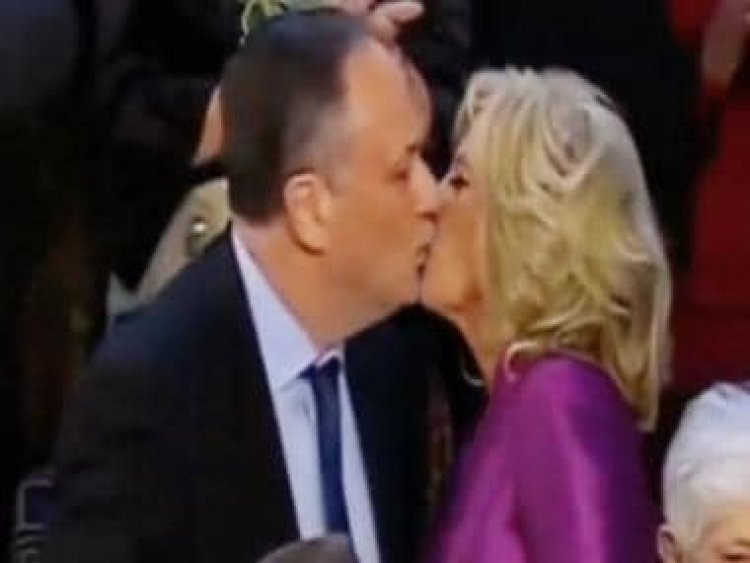 Smooch of the Union: WATCH - During Joe Biden's SOTU wife Jill plants kiss on lips of Kamala Harris' husband