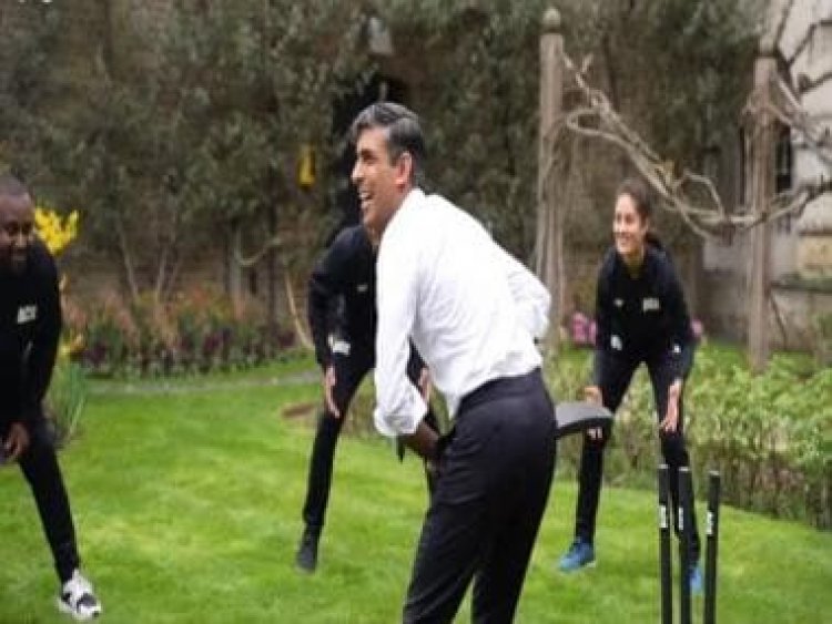 Watch: British PM Rishi Sunak plays cricket with England's T20 World Cup-winning team at 10 Downing Street