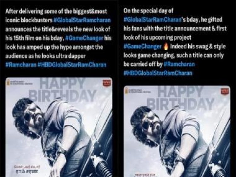 Netizens shower praises for Global Star Ram Charan's 'Game Changer' poster