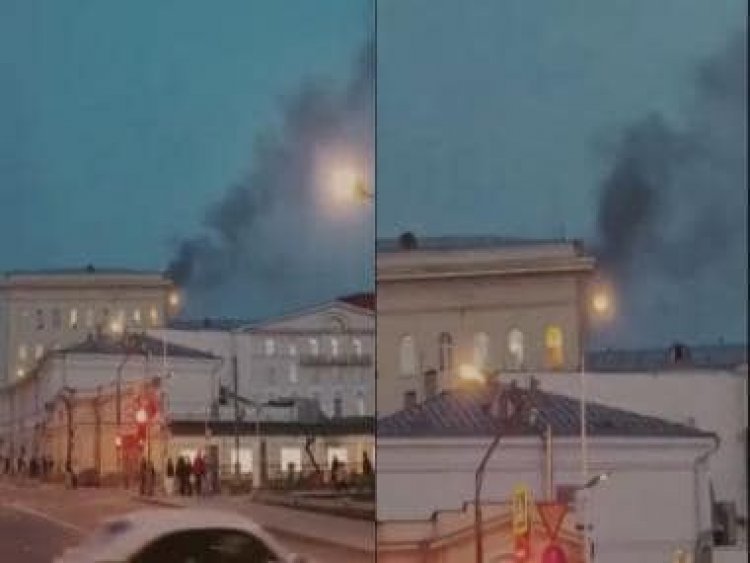 Kettled: Russian defence ministry building engulfed in plumes of smoke as kettle catches fire, WATCH