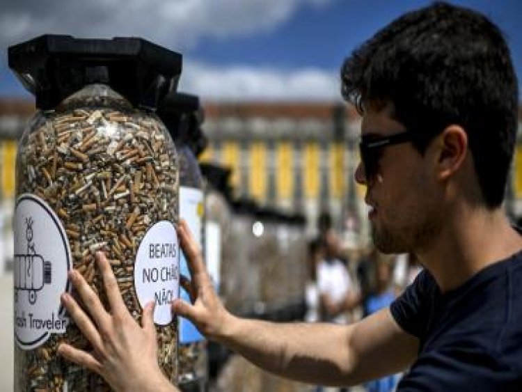 Environmental activists pile up 6 lakh cigarette butts to raise awareness on pollution