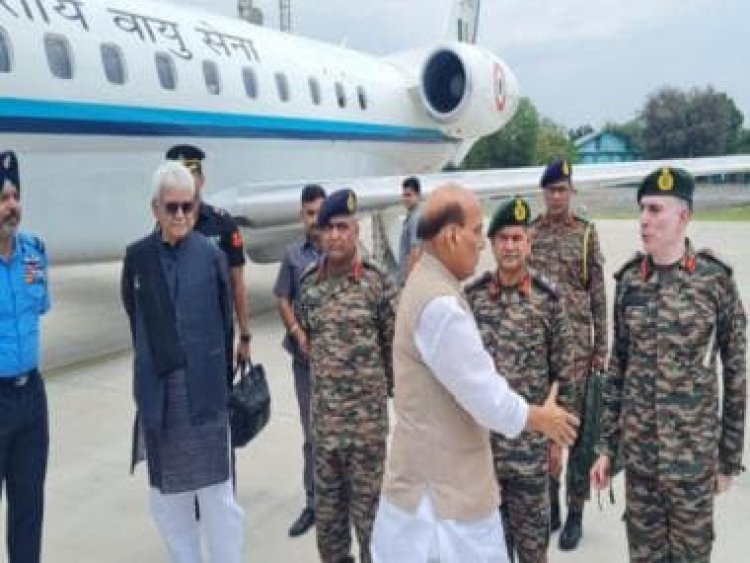 Jammu and Kashmir: Defence Minister Rajnath Singh visits Rajouri encounter spot, reviews situation