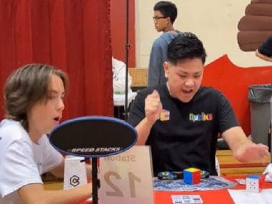 WATCH: Crowd goes wild as Max Park breaks Guinness World Record for solving Rubik's cube in 3.13 seconds