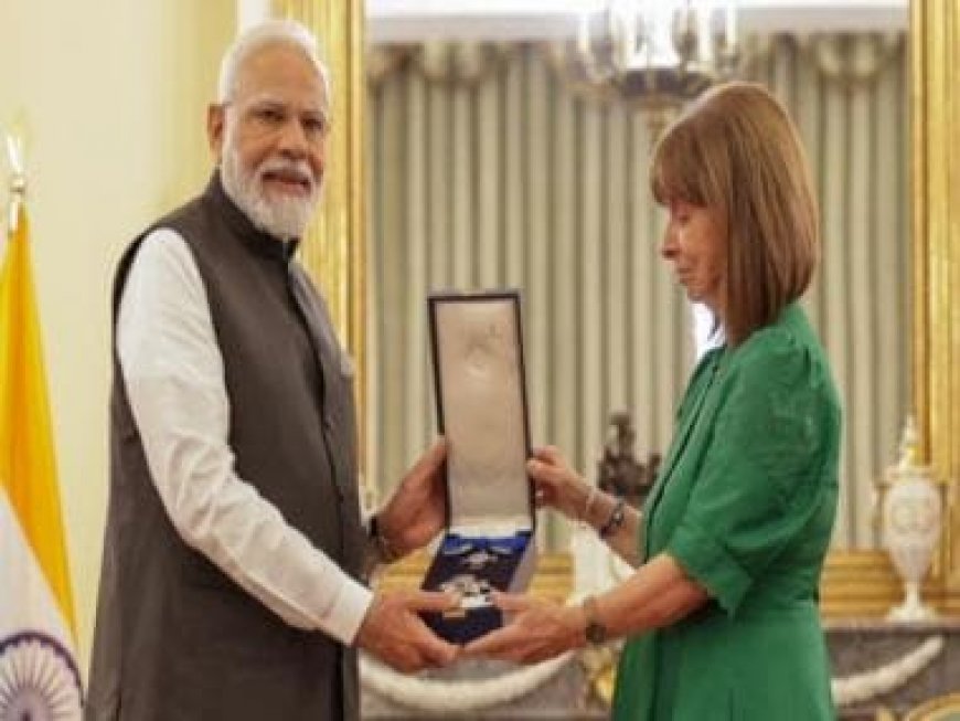 Greece President confers PM Modi with Grand Cross of the Order of Honour in Athens