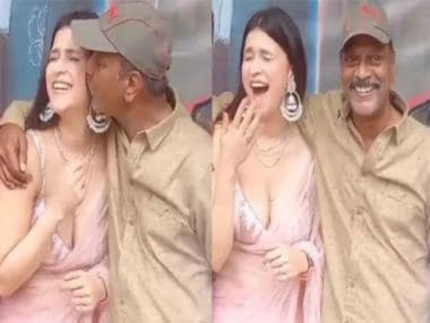 Filmmaker AS Ravi Kumar forcibly kisses Priyanka Chopra's cousin Mannara Chopra at an event, netizens react