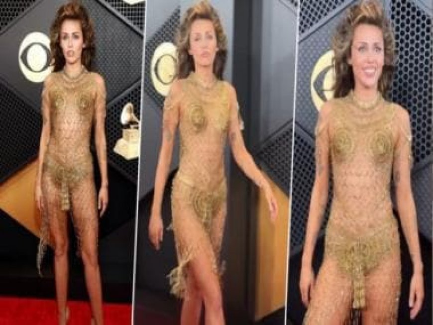 Grammy Awards 2024: Miley Cyrus goes 'bold in gold', wears outfit made with 14,000 safety pins