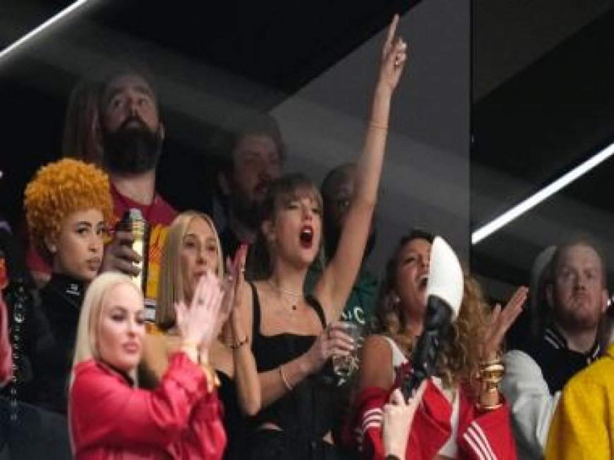 Super Bowl: Taylor Swift cheers on beau Travis Kelce as Chiefs take on 49ers - in pictures