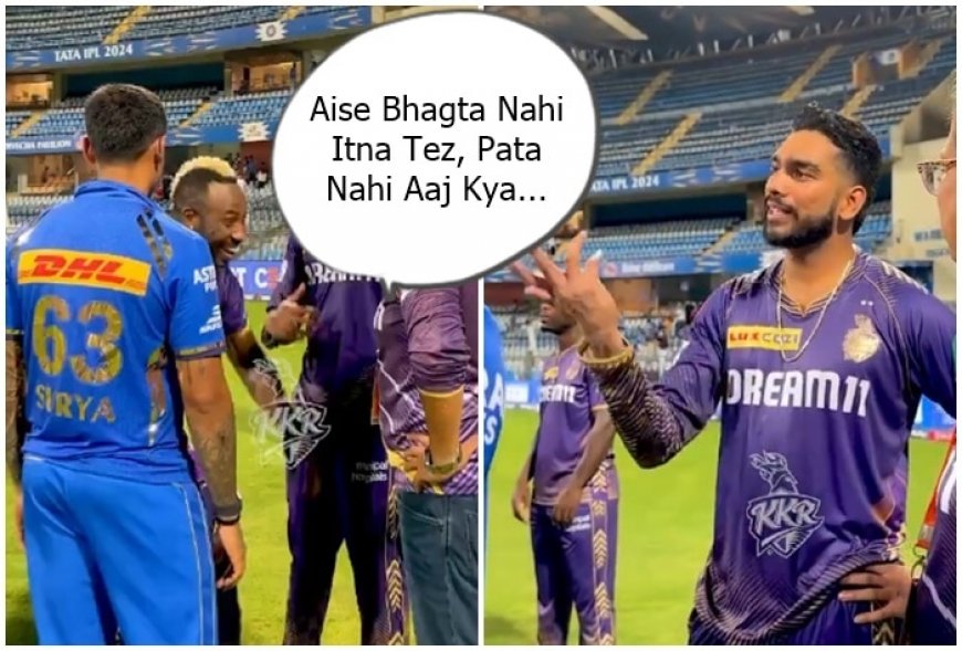 Venkatesh Iyer HILARIOUSLY Accuses Andre Russell of Being ‘Too Quick’ After Runout During MI vs KKR IPL 2024 Game | WATCH