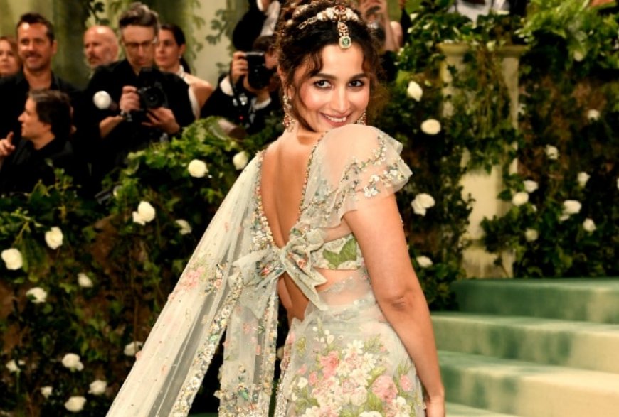 Met Gala 2024: Alia Bhatt Lets The Indian-ness Show at Red Carpet in Statement Floral Saree by Sabyasachi With Dramatic Bow on Blouse – See Pics