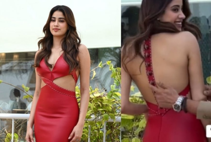 Janhvi Kapoor is High on Cricket Fashion as She Flaunts Her Red Backless Dress With Leather Balls, Watch Video