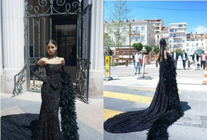 Nancy Tyagi’s Third Look From Cannes in Black Long Tail Skirt, Corset, and Scarf Wins; Fan Says ‘Better Dressed Than Aishwarya’ – Watch