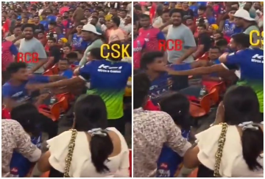 RCB-CSK Fans FIGHT During IPL 2024 Eliminator vs RR at Narendra Modi Stadium in Ahmedabad; Video Goes VIRAL | WATCH