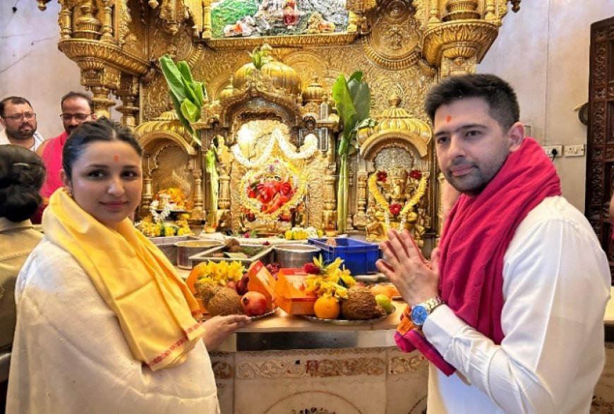 Parineeti Chopra-Raghav Chadha Seek Blessings at Siddhivinayak Temple After His Eye Operation in London – WATCH