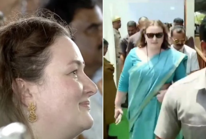 Pawan Kalyan’s Wife Anna Lezhneva Gets Overwhelmed During Oath Ceremony, Wears Traditional Blue Silk Saree And Mangalsutra For The Big Day -Watch