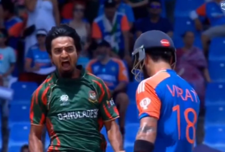 Tanzim Hasan’s FIERY SEND-OFF to Virat Kohli During India vs Bangladesh T20 WC 2024 Super 8 Match Goes VIRAL | WATCH