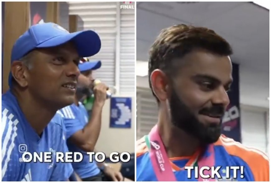 Rahul Dravid’s Message to Virat Kohli During Dressing Room Celebrations After T20 WC 2024 Triumph is UNMISSABLE | WATCH