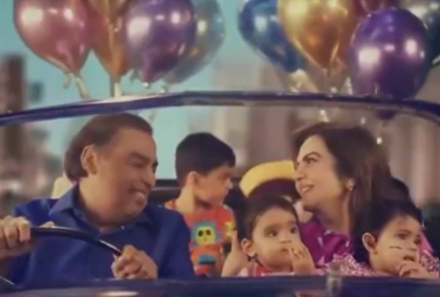 Mukesh-Nita Ambani ‘Ki Gadi Mai Nikli Sawari’ With Grandkids Prithvi, Aadiya, Krishna, And Veda Ft. Balloons