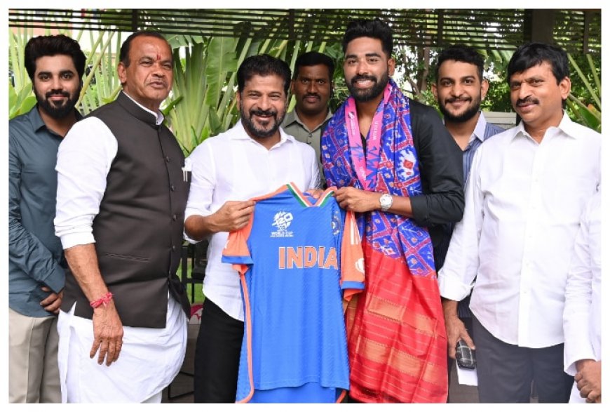 India Seamer Mohammed Siraj Meets Telangana CM Revanth Reddy After T20 World Cup 2024 Triumph