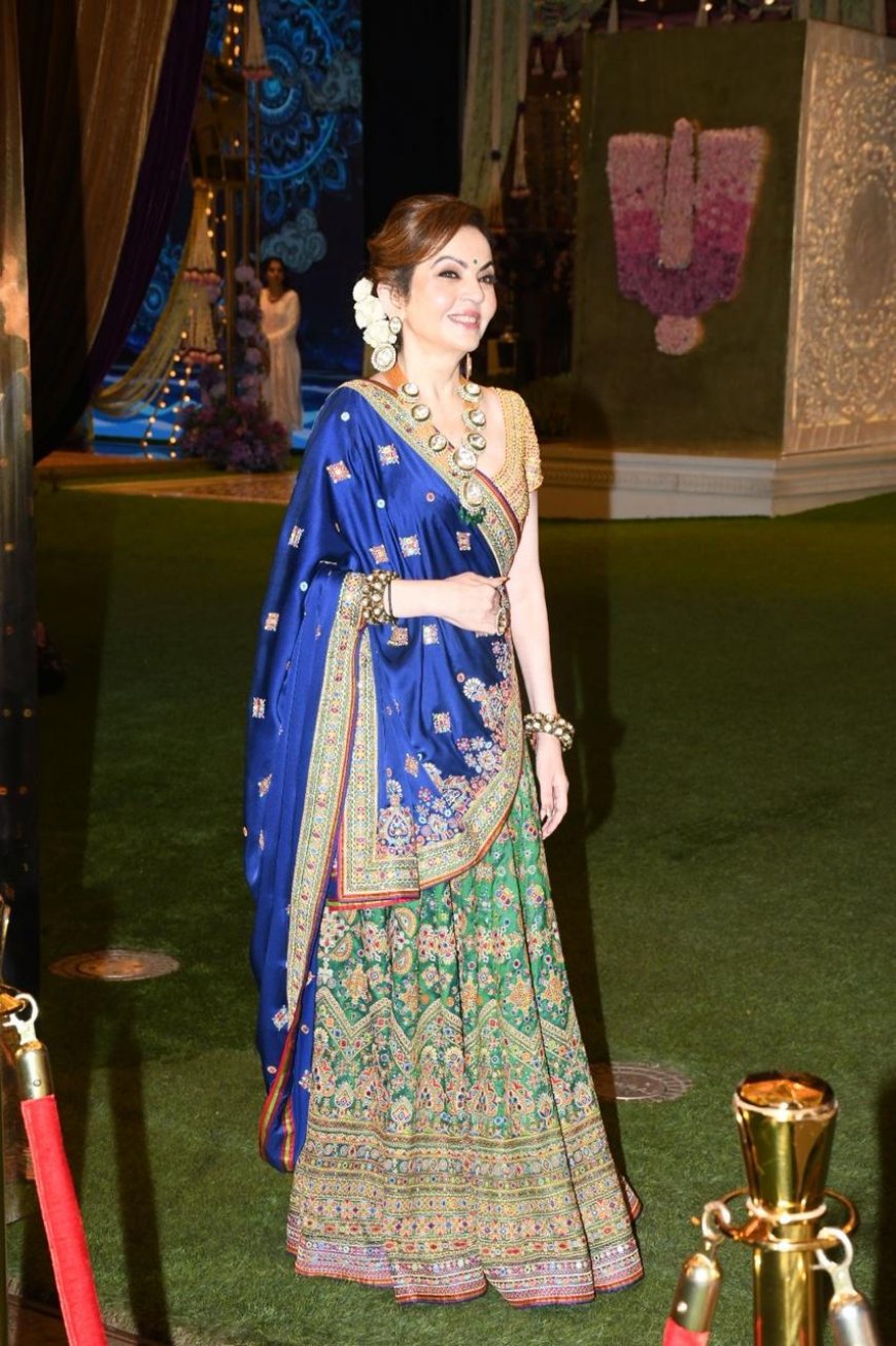 Nita Ambani Exudes Timeless Elegance in ABJSK Rich Blue-Green Lehenga But Her Magnificent Kundan Necklace Steals the Show! Viral Pics