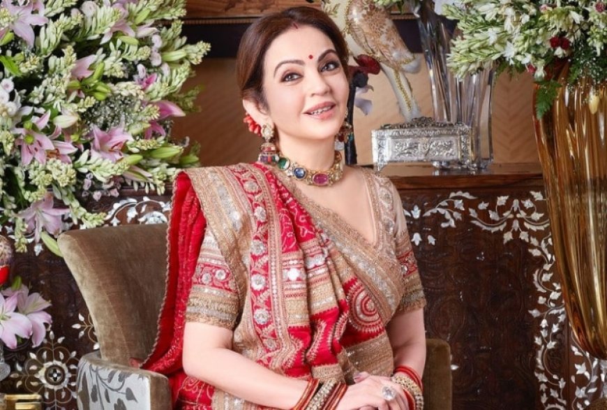 Nita Ambani Stole Antilia’s Magical Night in Traditional Red Gharchola Paired With Navaratna Necklace For Mata ki Chowki- See Pics