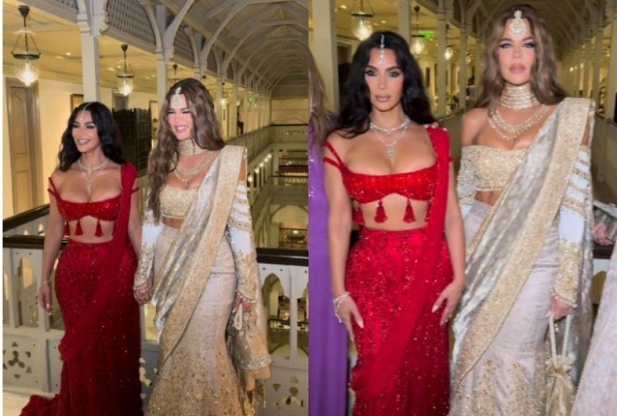 It is ‘Keeping Up With Kardashians’ But Indian Style; Kim And Khloe Drape Custom Manish Malhotra Ensembles For Anant-Radhika’s Wedding