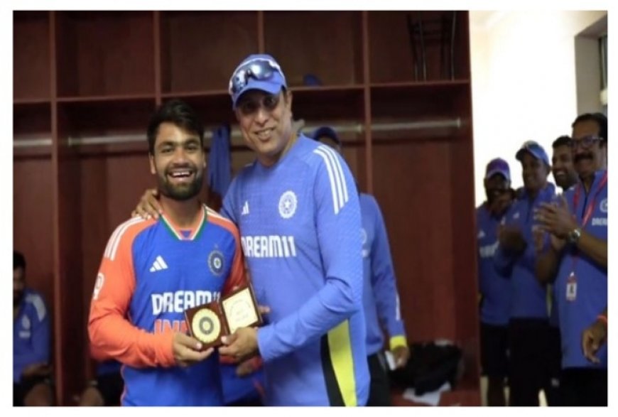 VVS Laxman Presents Rinku Singh With ‘Fielder Of The Series’ Award After India’s 4-1 Triumph Over Zimbabwe