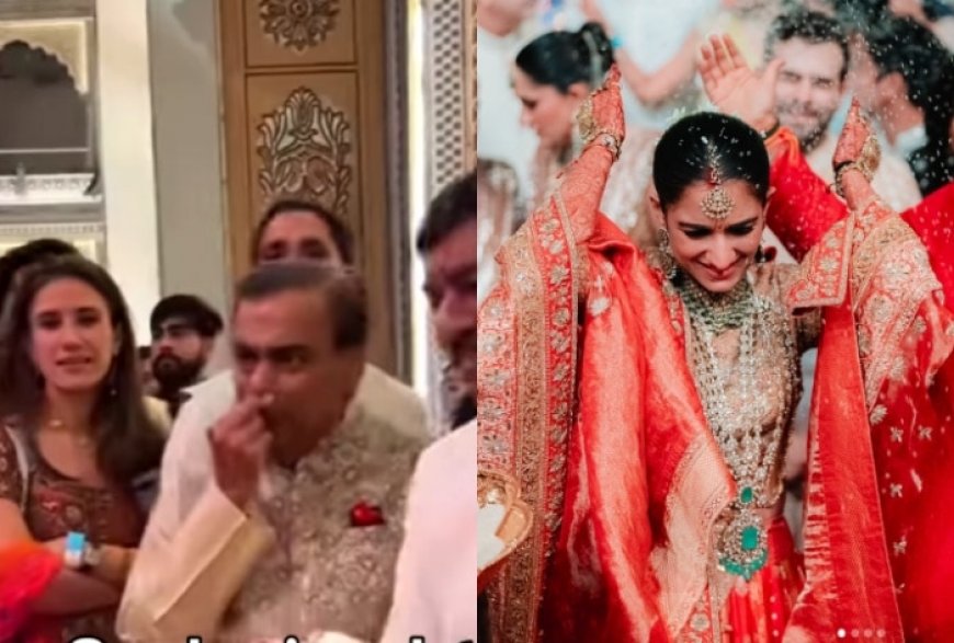 Emotional Mukesh Ambani Controls Tears As Choti Bahu Radhika Merchant Bids Farewell to Her Family, Watch