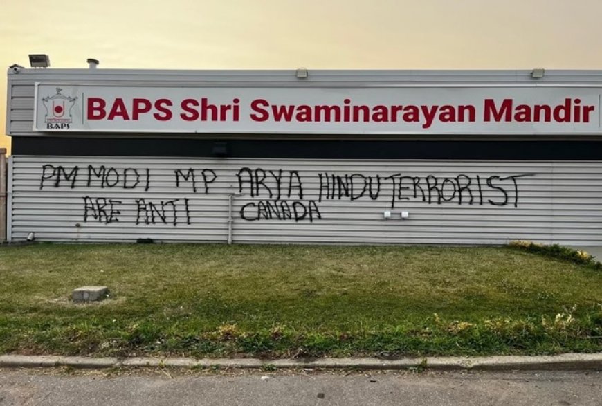 Hindu Temple Defaced With Anti-India Grafitti In Canada’s Edmonton