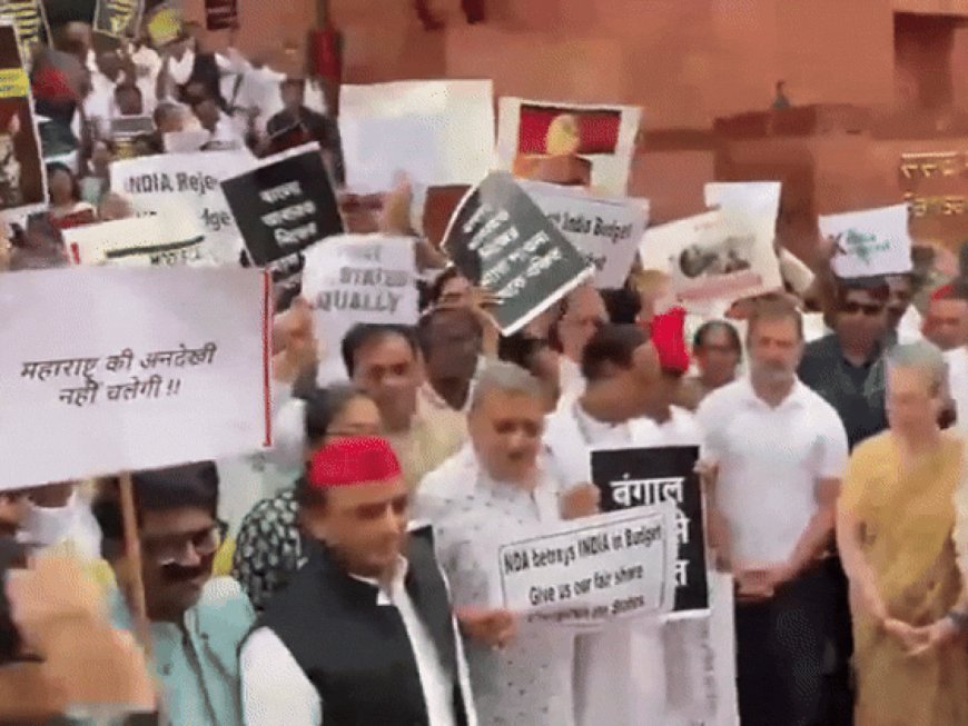 INDIA Bloc Leaders Protest Against ‘Discriminatory’ Union Budget, Demand Equal Treatment To All States