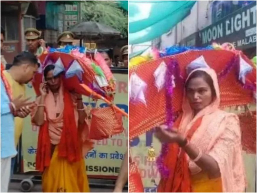 Taj Mahal Or ‘Tejo Mahalaya’? Woman Carrying ‘Kavad’ Reaches Iconic Tomb To Offer Gangajal At ‘Shiva Temple’