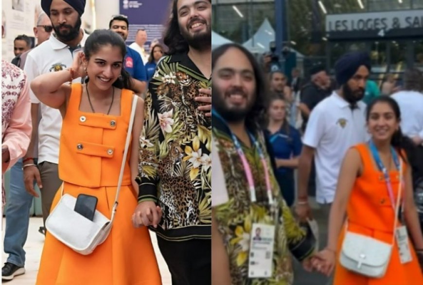 Radhika Merchant Spends the Day at Paris Olympics 2024 with Husband Anant Ambani Dressed in Bright Orange Versace Top and Skirt – Check Outfit Price