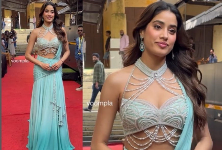 Elsa Who? Janhvi Kapoor Sizzles In A Dreamy Blue Draped Lehenga Saree Giving Us Frozen Vibes