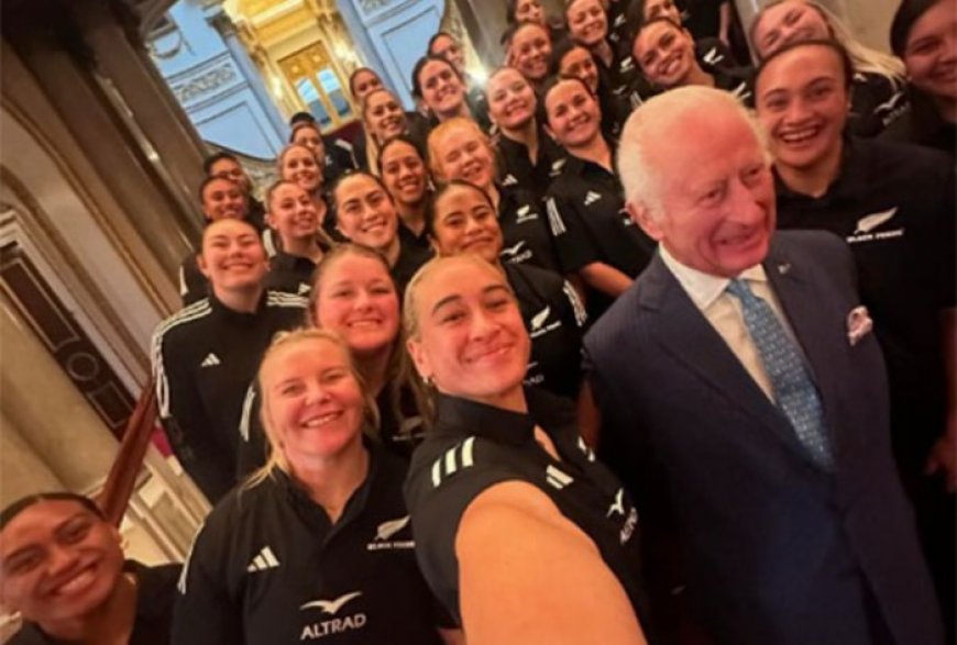 King Charles shares warm hug with New Zealand Women’s Rugby Team