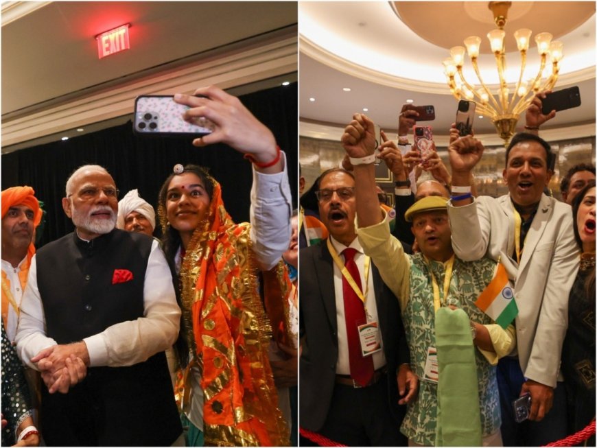 Watch: Indian diaspora welcomes PM Modi at New York hotel with dance show, hugs, selfies