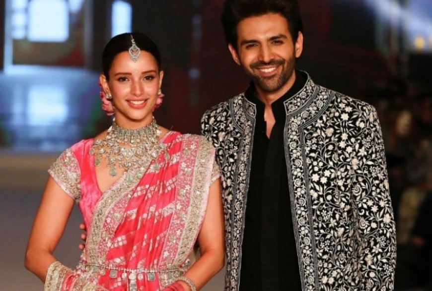 Triptii Dimri-Kartik Aaryan share unmissable chemistry as they walk the ramp in gulabi brocade lehenga and stylish black bandhgala – Watch video